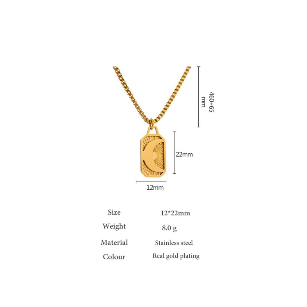 ^NEW 18K Gold Plated Crescent Moon Box Chain Pendant Necklace - Picture 6 of 6